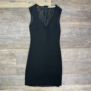 Zara black V-neck sleeveless mini sheath dress size XS B173